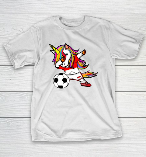 Dabbing Unicorn Indonesia Football Indonesian Flag Soccer T-Shirt