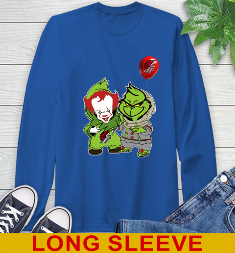Portland Trail Blazers Baby Pennywise Grinch Christmas NBA Basketball Long Sleeve T-Shirt 9