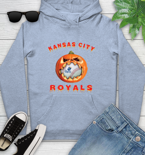 MLB Kansas City Royals Halloween Pumpkin Baseball Sports Youth Hoodie 10
