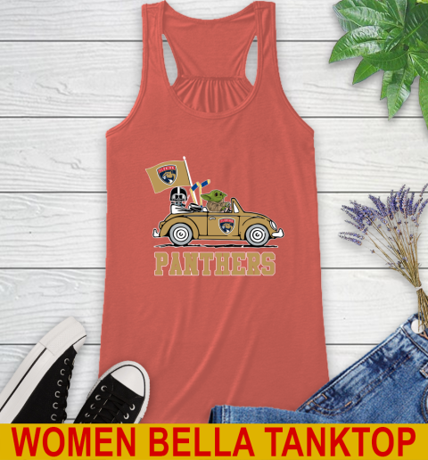 NHL Hockey Florida Panthers Darth Vader Baby Yoda Driving Star Wars Shirt Racerback Tank 4
