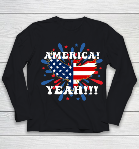 Independence Day 4th Of July America Yeah Eagle Fireworks Youth Long Sleeve