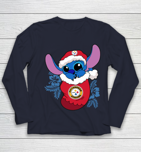 Pittsburgh Steelers Christmas Stitch In The Sock Funny Disney NFL Youth Long Sleeve 3