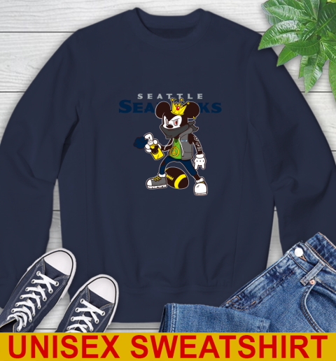 Seattle Seahawks NFL Football Mickey Peace Sign Sports Sweatshirt 3
