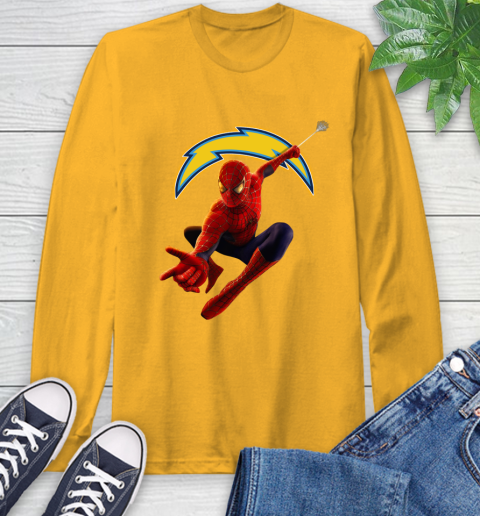 NFL Spider Man Avengers Endgame Football Los Angeles Chargers Long Sleeve T-Shirt 4 NFL Spider Man Avengers Endgame Football Los Angeles Chargers Long Sleeve T-Shirt - Image 4