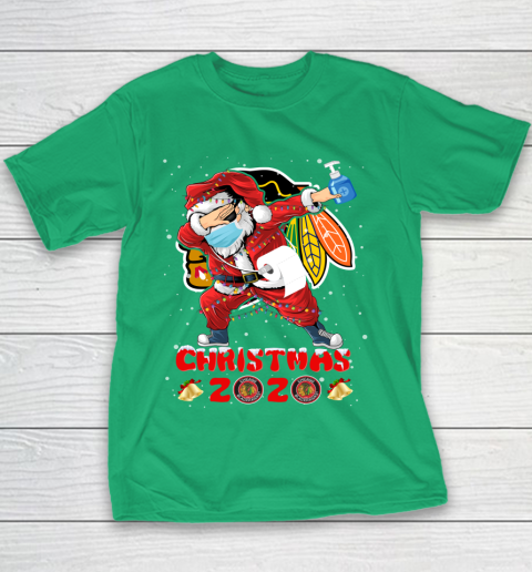 Chicago Blackhawks Funny Santa Claus Dabbing Christmas 2020 NHL Youth T-Shirt 3