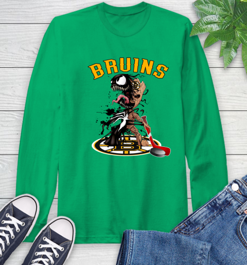 NHL Boston Bruins Hockey Venom Groot Guardians Of The Galaxy Long Sleeve T-Shirt 7