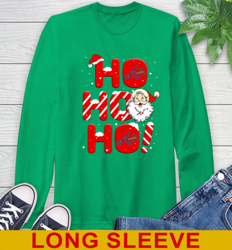 Atlanta Braves MLB Baseball Ho Ho Ho Santa Claus Merry Christmas Shirt Long Sleeve T-Shirt 8