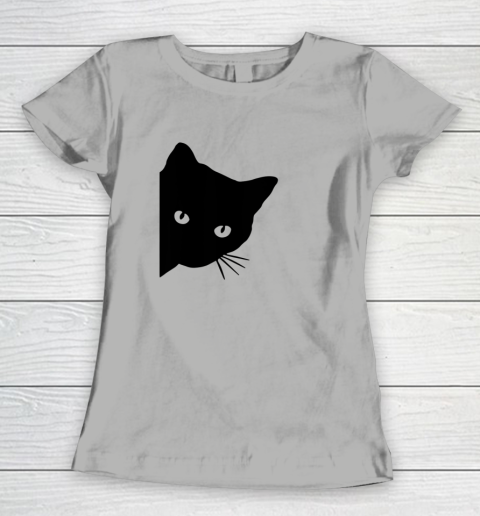 Black Cat Face Watching Funny Cat Halloween Gifts Cat Lovers T Shirt.QZSPTYUYC4 Women's T-Shirt 8