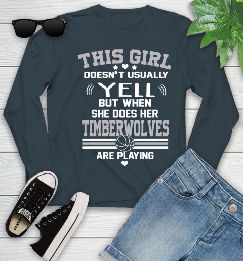 Minnesota Timberwolves NBA Basketball I Yell When My Team Is Playing Youth Long Sleeve 9