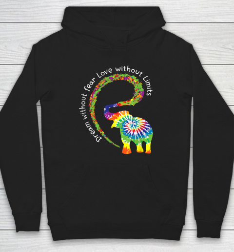 Dream Without Fear Love Elephant LGBT Pride Tie Dye Hoodie