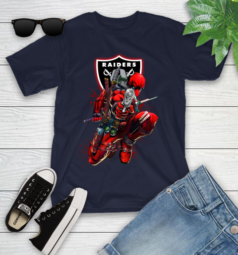 NFL Deadpool Marvel Comics Sports Football Oakland Raiders Youth T-Shirt 3