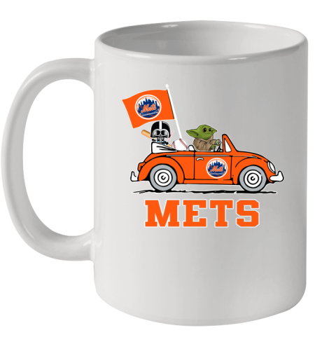 MLB Baseball New York Mets Darth Vader Baby Yoda Driving Star Wars Shirt Ceramic Mug 11oz