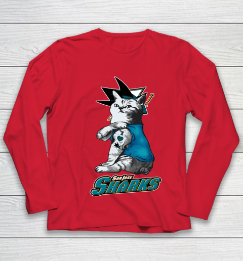 NHL My Cat Loves San Jose Sharks Hockey Youth Long Sleeve 8