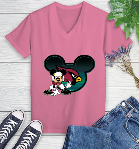 NFL Arizona Cardinals Mickey Mouse Disney Football T Shirt Women's V-Neck T-Shirt 13