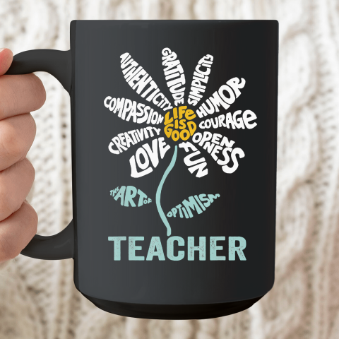 Life is good Teacher Daisy T shirt Teach School Sunflower Ceramic Mug 15oz
