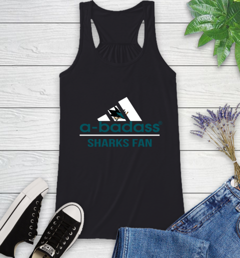 NHL A Badass San Jose Sharks Fan Adidas Hockey Sports Racerback Tank