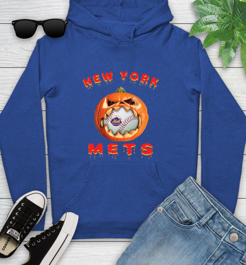MLB New York Mets Halloween Pumpkin Baseball Sports Youth Hoodie 9