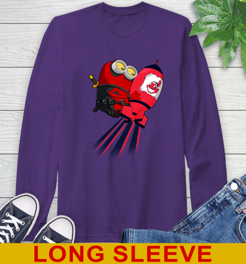 MLB Baseball Cleveland Indians Deadpool Minion Marvel Shirt Long Sleeve T-Shirt 5