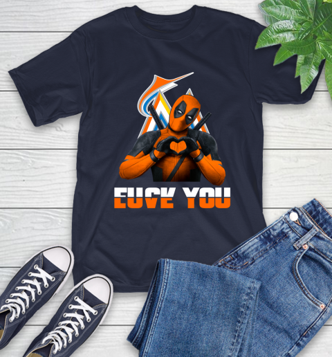 MLB Miami Marlins Deadpool Love You Fuck You Baseball Sports T-Shirt 3