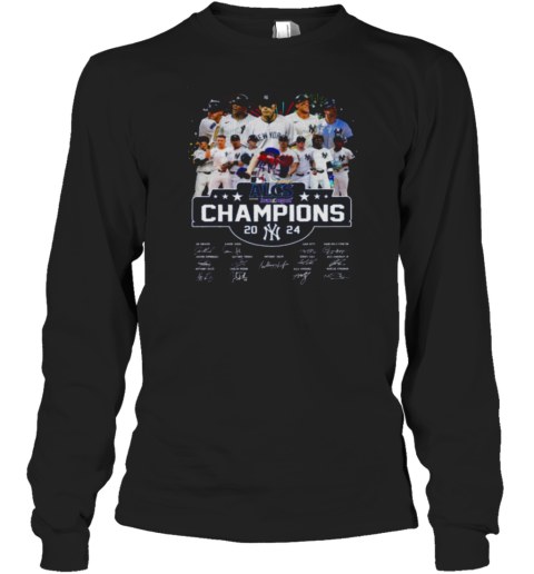 ALCS Champions 2024 New York Yankees Signatures Fireworks Long Sleeve T-Shirt