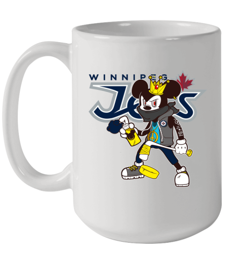 Winnipeg Jets NHL Hockey Mickey Peace Sign Sports Ceramic Mug 15oz