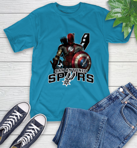 San Antonio Spurs NBA Basketball Captain America Thor Spider Man Hawkeye Avengers T-Shirt 8