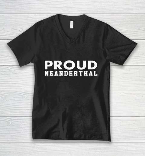 Proud American Neandertha V-Neck T-Shirt