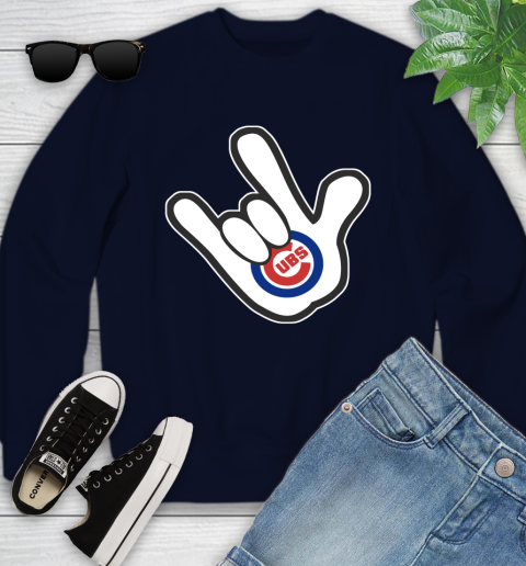 Chicago Cubs MLB Baseball Mickey Rock Hand Disney Youth Sweatshirt 3