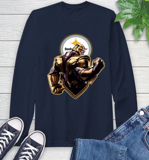 NFL Thanos Avengers Endgame Football Sports Pittsburgh Steelers Long Sleeve T-Shirt 4