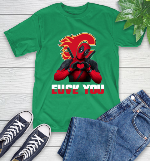 NHL Calgary Flames Deadpool Love You Fuck You Hockey Sports T-Shirt 7