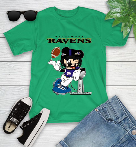 NFL Baltimore Ravens Mickey Mouse Disney Super Bowl Football T Shirt Youth T-Shirt 6