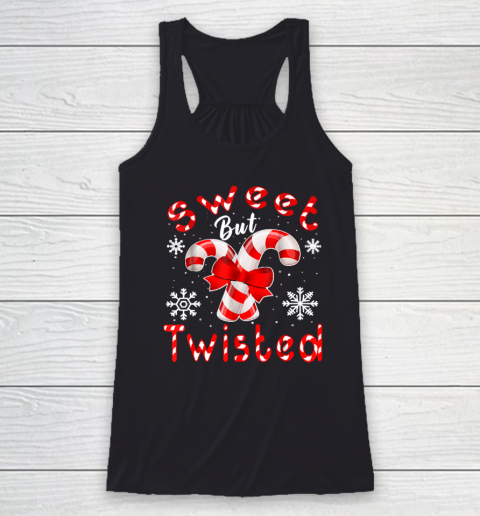 Candy Cane Sweet But Twisted Funny Merry Christmas Racerback Tank