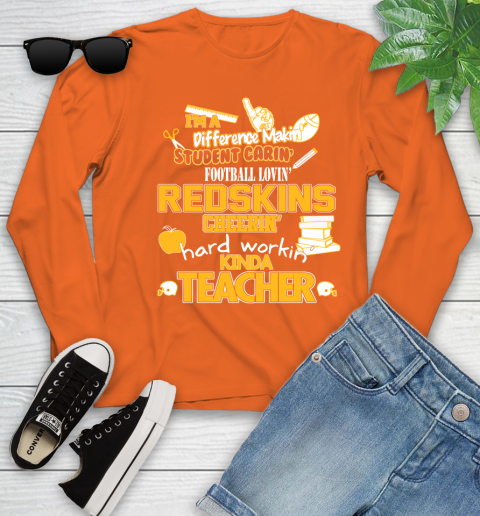 Washington Redskins NFL I'm A Difference Making Student Caring Football Loving Kinda Teacher Youth Long Sleeve 3