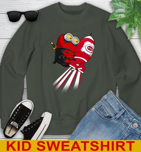 MLB Baseball Cincinnatim Reds Deadpool Minion Marvel Shirt Youth Sweatshirt 8