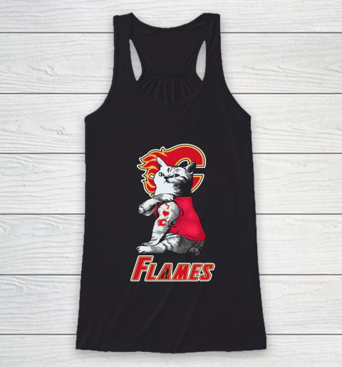 NHL My Cat Loves Calgary Flames Hockey Racerback Tank