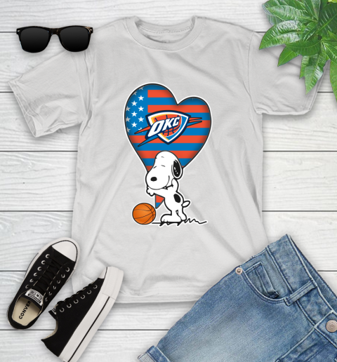 Oklahoma City Thunder NBA Basketball The Peanuts Movie Adorable Snoopy Youth T-Shirt