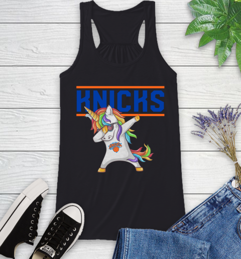 New York Knicks NBA Basketball Funny Unicorn Dabbing Sports Racerback Tank 2