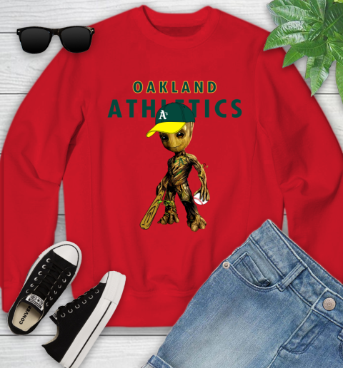 MLB Oakland Athletics Groot Guardians Of The Galaxy Baseball Youth Sweatshirt 9