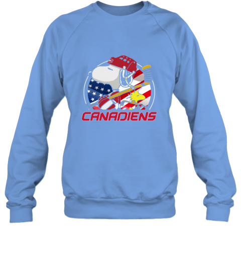 rjbs montreal canadienssnoopy and woodstock nhl sweatshirt 35 front carolina blue