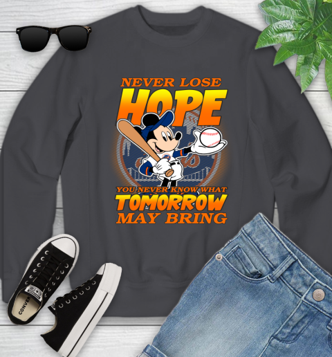 New York Mets MLB Baseball Mickey Disney Never Lose Hope Youth Sweatshirt 5