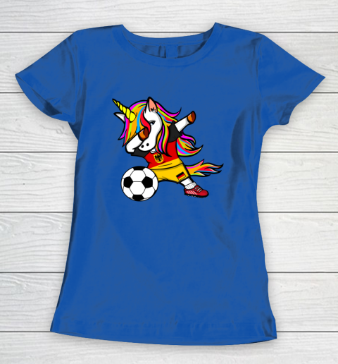 Funny Dabbing Unicorn Germany Football German Flag Soccer Women's T-Shirt