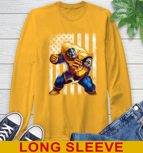 NHL Hockey New York Islanders Thanos Marvel American Flag Shirt Long Sleeve T-Shirt 2