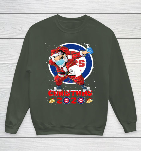 Chicago Cubs Funny Santa Claus Dabbing Christmas 2020 MLB Youth Sweatshirt 8