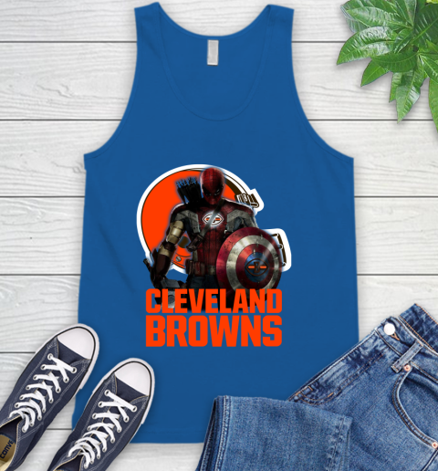 NFL Captain America Thor Spider Man Hawkeye Avengers Endgame Football Cleveland Browns Tank Top 5