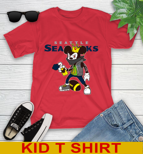 Seattle Seahawks NFL Football Mickey Peace Sign Sports Youth T-Shirt 10