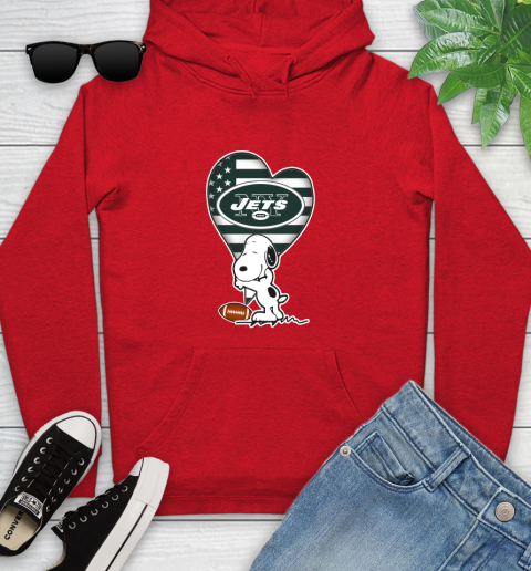New York Jets NFL Football The Peanuts Movie Adorable Snoopy Youth Hoodie 11