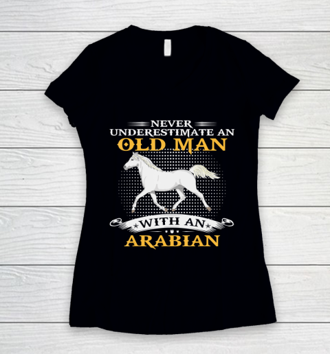 Father gift shirt Mens Never Underestimate An Old Man With An Arabian Horse Funny T Shirt Women's V-Neck T-Shirt