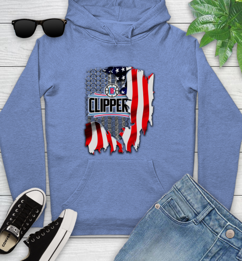 Los Angeles Clippers NBA Basketball American Flag Youth Hoodie 13