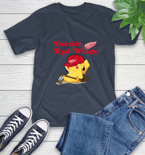 NHL Pikachu Hockey Sports Detroit Red Wings T-Shirt 4