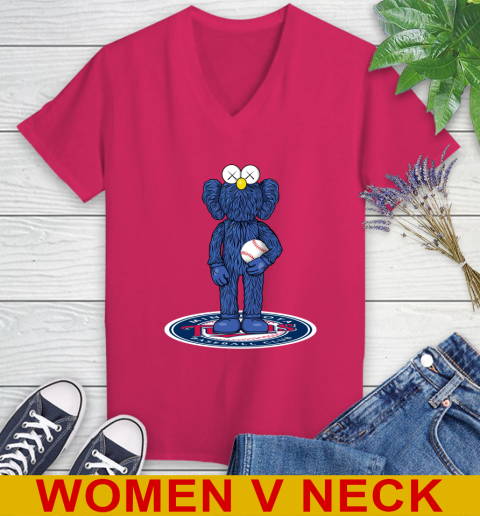 MLB Baseball Minnesota Twins Kaws Bff Blue Figure Shirt Women's V-Neck T-Shirt 10